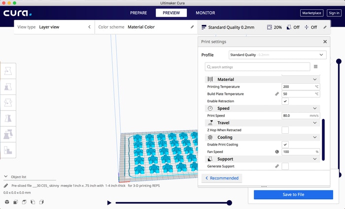 Layout for printing a large number of components